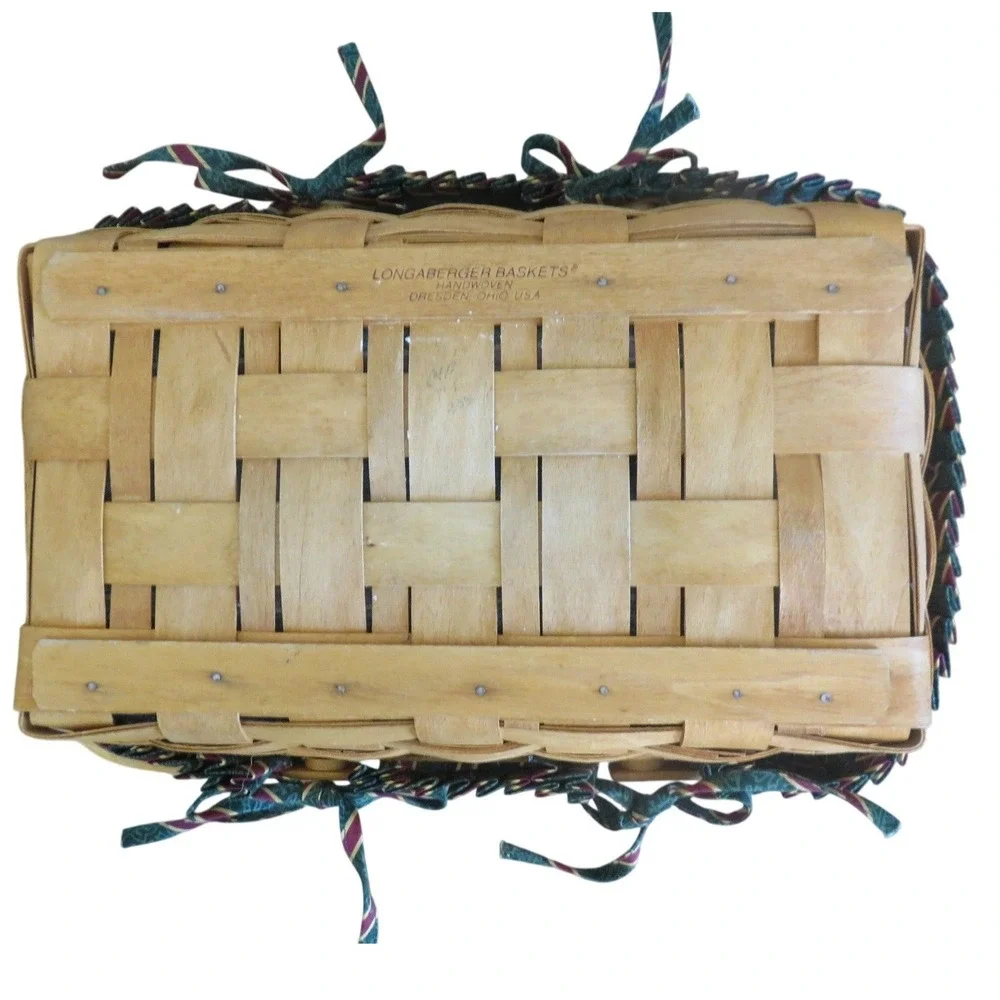 Longaberger Handwoven Maple Wood Picnic‎ Gathering Basket +Fabric Liner